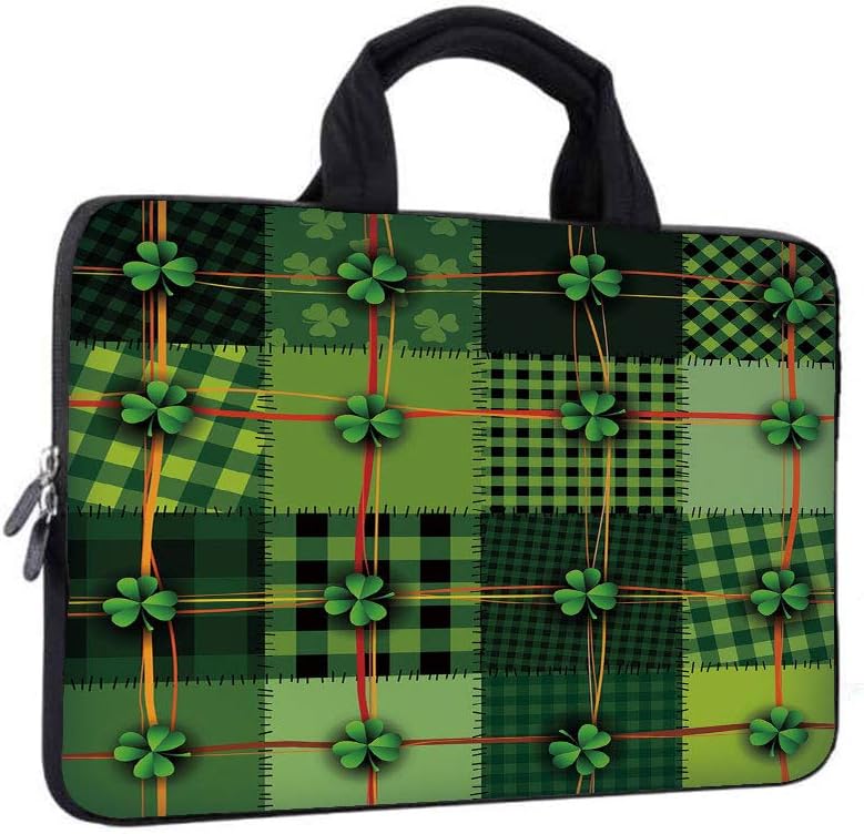 12" Neoprene Laptop Bag,Irish Patchwork Day Business Briefcase Compatible with MacBook Air