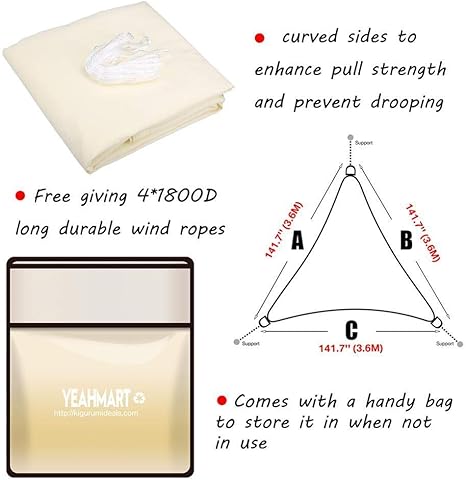 Toldo Anti-UV Triángulo Sun Shade Vela Toldo Carpas Toldo 98% Bloque UV