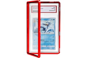 COOLBYL Magenetic Trading Card Slab Protector - Premium Aluminum Graded Card Showcase, Graded Slab Protector with UV-Resistant Tempered Glass, Personalized Slab Bumper for Collectors, Red