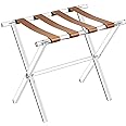 Sumerflos Acrylic Luggage Rack for Guest Room - Foldable Suitcase Stand with Leather Straps for Bedroom Living Room Hotel Heavy-Duty, Holds up to 50-100 lb lightweight Space Saving (Brown & Handle - 1 Pcs)