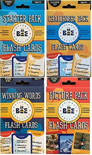 Scripps National Spelling Bee Flash Cards 4 Pack Includes Starter Pack, Picture Pack, Winning Words and Challenger Pack Cards – January 1, 2017
