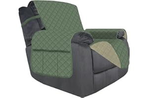 Deeky Recliner Chair Cover Water Resistant Reversible Greyish Green/Beige Microfiber