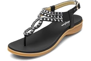 Littleplum Womens Sandals Arch Support Slingback Sandals Summer Beach Shoes Ankle Strap Thong Elastic Flat Sandals for Women