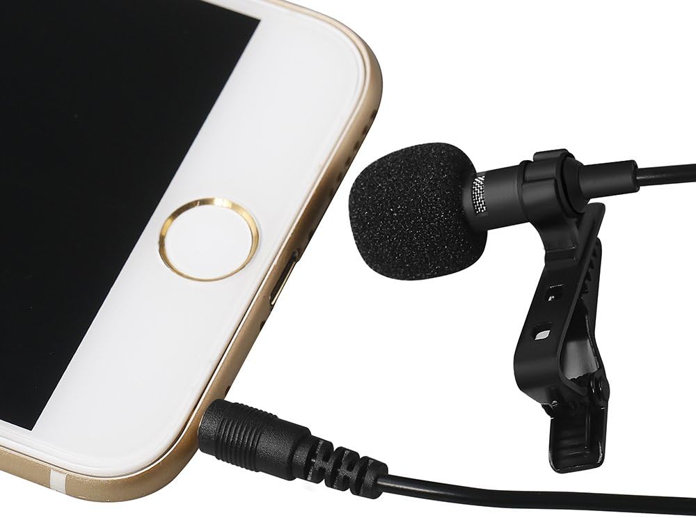 Lavalier Lapel Microphone Clip-on Omnidirectional Condenser Mic for iPhone, iPad, iPod Touch, Macbook ,Apple Products For Recording Video and Audio