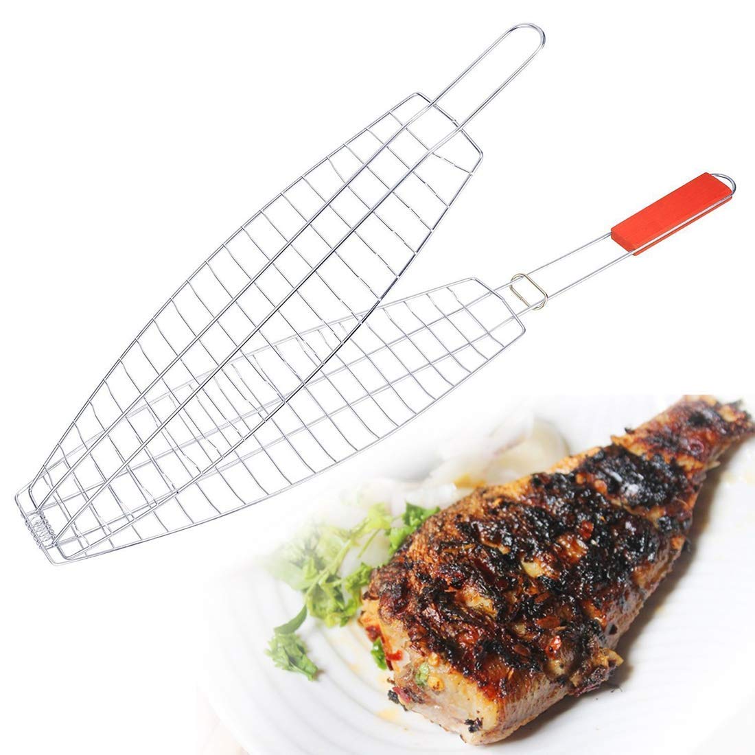 Replex Stainless Steel Portable BBQ Grill Fish Net Basket Roast