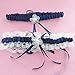 RIMOBUL 2 Pieces Wedding Garters Lace Bridal Garter Faux Pearls Garter for Bride with Toss Away (Royal Blue)