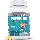 Balance ONE Probiotic for Kids &amp; Teens Ages 4+, 3 Billion CFU, 60 Pearls | Kids Probiotic Pills, 8 Strains, Easy To Swallow Pearls, Sugar Free, Time Release, Up To 15x Survivability, 2-Month Supply
