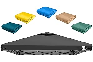 UNICAMPER 10x10 Pop Up Canopy Replacement Top Cover with Air Vent for Straight Leg Canopy Tent, Waterproof for Outdoor Garden Patio Camping Sun Shade(Top Only) (Black, 1)
