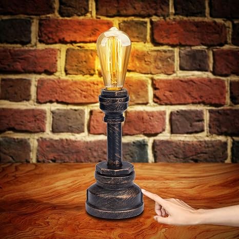 Industrial Table Lamp Vintage Dimmable Touch Control Bedside Lamp Steampunk Antique Accent Lamp Iron Nightstand Lamp E26 St64 60w For Bedroom Living Room Cafe Bar House Decor Bulb Include Amazon Com