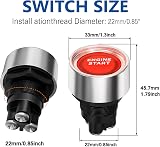 Gebildet Universal SPST 12V-24V 50A Push Start Ignition Button Red view 4