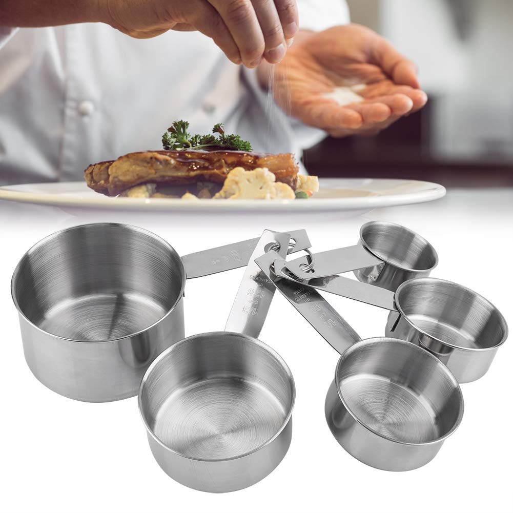 5pcs/Set Premium Stainless Steel Anti-Rust Measuring Cup Spoon for Baking Cooking,Kitchen Practical Gadget,30/60/80/125/250 ML Capacity