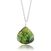CRYSTALIS Natural Green Opal Gemstone Pendant Necklace, High Grade Polished Onion Crystal, Chakra Healing Cabochon, Gift Giving Women Jewelry, Dainty 925 Sterling Silver Chain 18 inch