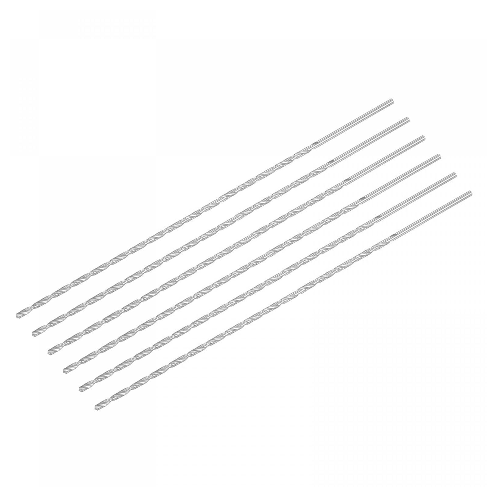 TA-VIGOR 6Pcs 2.5mm Extra Long Twist Drill Bits, 200mm Length High-Speed Steel HSS Straight Shank Spiral Drill Bits for Wood Metal Aluminum Plastic