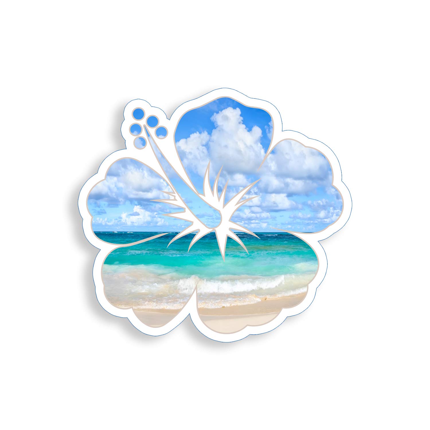 Hibiscus Beach Flower Sticker Vinyl Ocean Design Decal for Cup Cooler Car Window Bumper