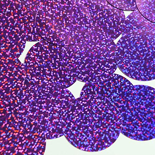 Round Flat Sequin 40mm Amethyst Purple Hologram Glitter Sparkle. Couture Paillettes. Made in USA