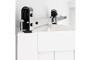 WINSOON Bifold Barn Door Hardware: Smooth Quiet Bi-fold Barn Door Hardware Kit - 40" Black Bi Fold Sliding Track Set for 36" 