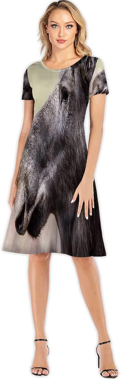 C COABALLA Eudyptes chrysocome Pinguino Delle rocce Girl's Round Neck Flowy Maxi Dresses,098728 for Beach,S