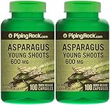 Piping Rock Asparagus Young Shoots 600 mg 2 Bottles x 100 Quick Release Capsules Herbal Supplement