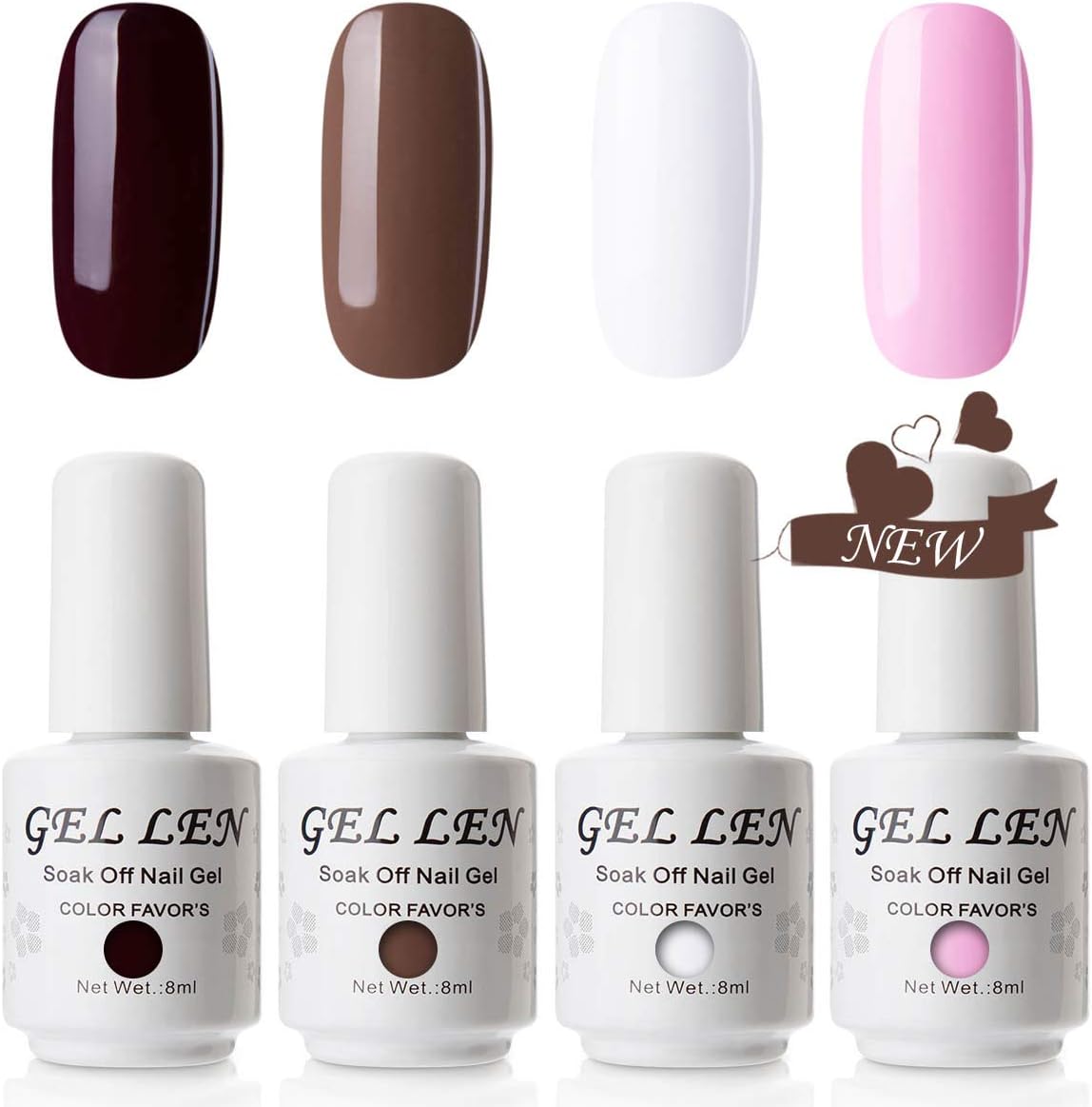 Amazon 冬シリーズ Gellen ジェルネイル カラージェル 4色セット ポリッシュタイプ 8ml Uv Led対応 チョコレートカラー バレンタインカラー G Ellen ビューティー 通販