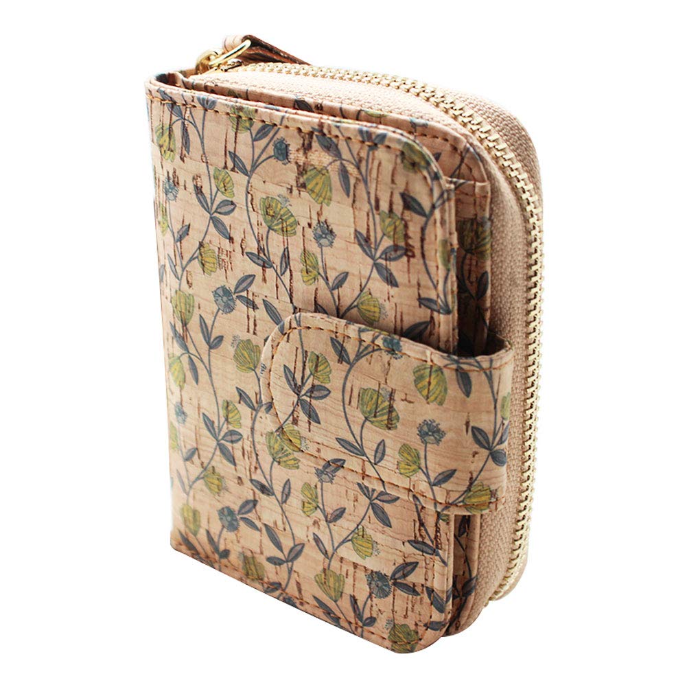 Boshiho Vegan Cork Wallet: Women's Purse Zipper Pocket Wallet with Card Holder Coin Purse Vegan Gift for Vegetarians Women Ladies Girls