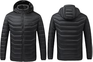 Men's Heated Jacket with Battery Pack Unsex Electric Insulated Coat with Detachable Hood Warm Winter Clothes