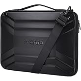MOSISO 15-15.6 inch Hard Shell Laptop Sleeve Shoulder Bag, Waterproof Shockproof Protective Symmetrical Trapezoid EVA Computer Bag Carrying Case Compatible with MacBook Pro 16, HP, Dell Notebook,Black