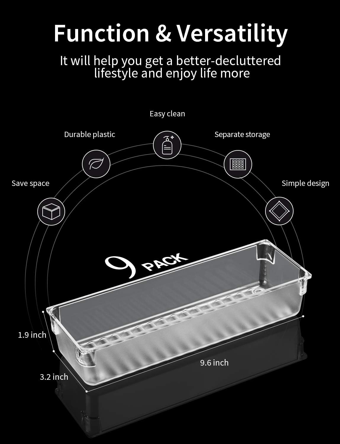 Kootek 9 Pack Desk Drawer Organizer Trays, Large Capacity Kitchen Drawer Organizers Bathroom Plastic Bins Utensils Silverware Cutlery Tray Dividers for Dresser Cosmetic Office Accessories Makeup Tools: Home & Kitchen
