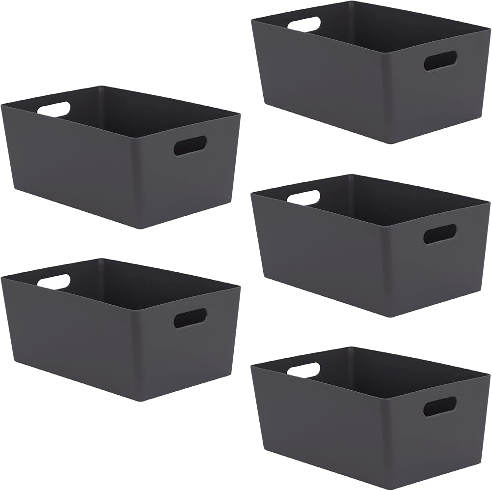 Niftii 5-Pack Plastic Storage Baskets 3.9L 17x25x11cm with Handles