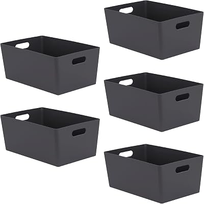 Niftii 5-Pack Plastic Storage Baskets 3.9L 17x25x11cm with Handles