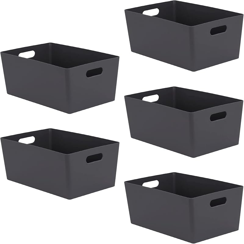 Niftii 5-Pack Plastic Storage Baskets 3.9L 17x25x11cm with Handles