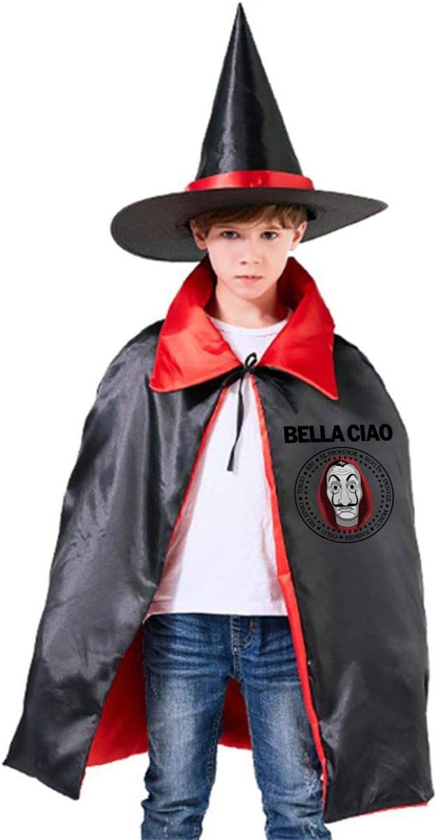 Casa De Papel Money Heist Bella Ciao Unisex Kids Hooded Cloak Cape Halloween Party Decoration Role Cosplay Costumes Outwear Red