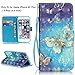iPhone 6S Plus Case, iPhone 6 Plus Case, Love Sound [Gold Butterfly] [Wrist Strap] Luxury PU Leather Wallet Case Flip Cover Built-in Card Slots Stand for Apple iPhone 6S Plus / iPhone 6 Plus