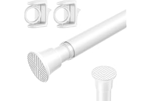 AIZESI 1PCS Spring Tension Curtain Rods 24 to 46 Inch White Tension Rod Spring Curtain Rod Short Curtains Rod 's Tension Adjustable Curtain Rods for Window, (With One Set Rod's Holder)