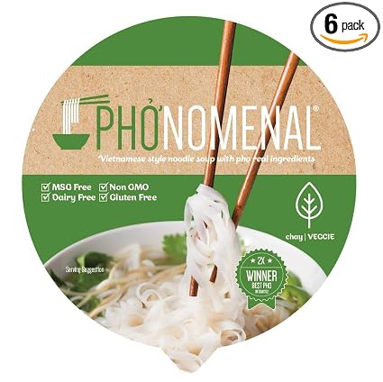 Amazon Com Pho Nomenal Bowl Instant Pho Noodles Gluten Free Low Sodium Vietnamese Vegetable Soup No Msg Authentic Family Recipe Non Gmo No Soy 6 Bowl Pack Grocery Gourmet Food