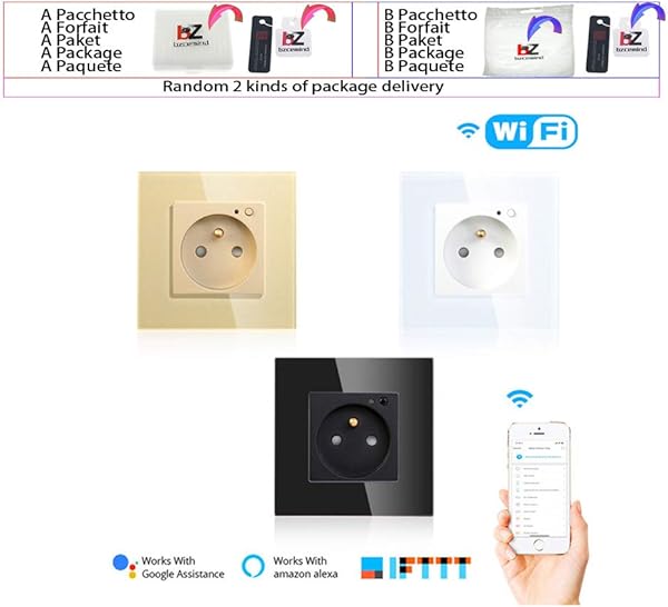 WiFi Smart Wall Socket Outlet Panel de vidrio Smart LifeTuya APP Control remoto funciona con Amazon Echo Alexa Google Home EU FR UKBlackDE Wall Socket