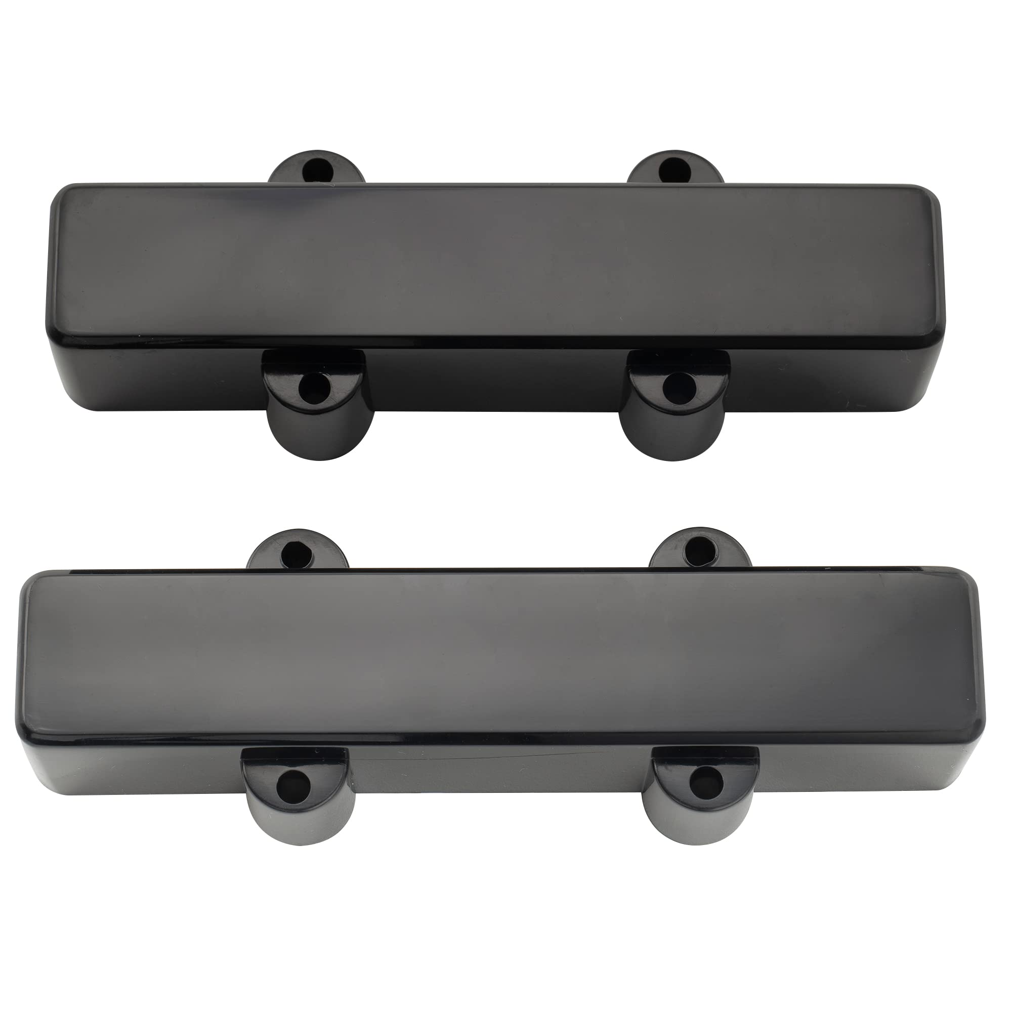 Musiclily Pro Plastic F91.6/R95mm Jazz Bass Pickup Covers No Holes Set for Fender J-bass, Black(Set of 2)