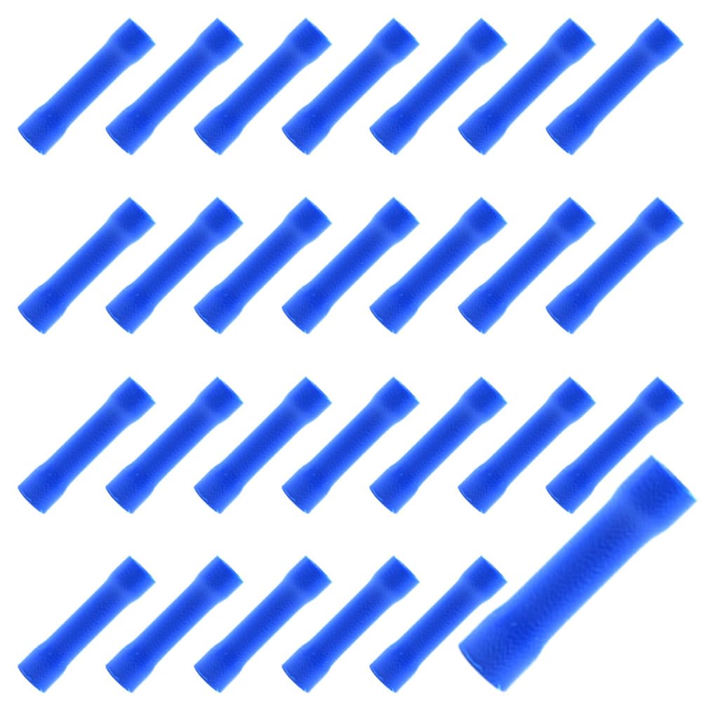 Yosawo 100-pieces Insulated Straight Wire Butt Splice Connector Electrical Crimp Terminal Connectors Assortment Kit 16-14 AWG (PTL)
