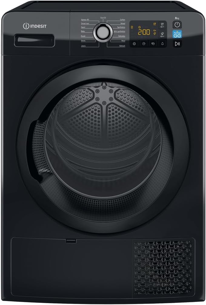 Indesit Push&Go 8kg Heat Pump Dryer Black - Energy Efficient Version