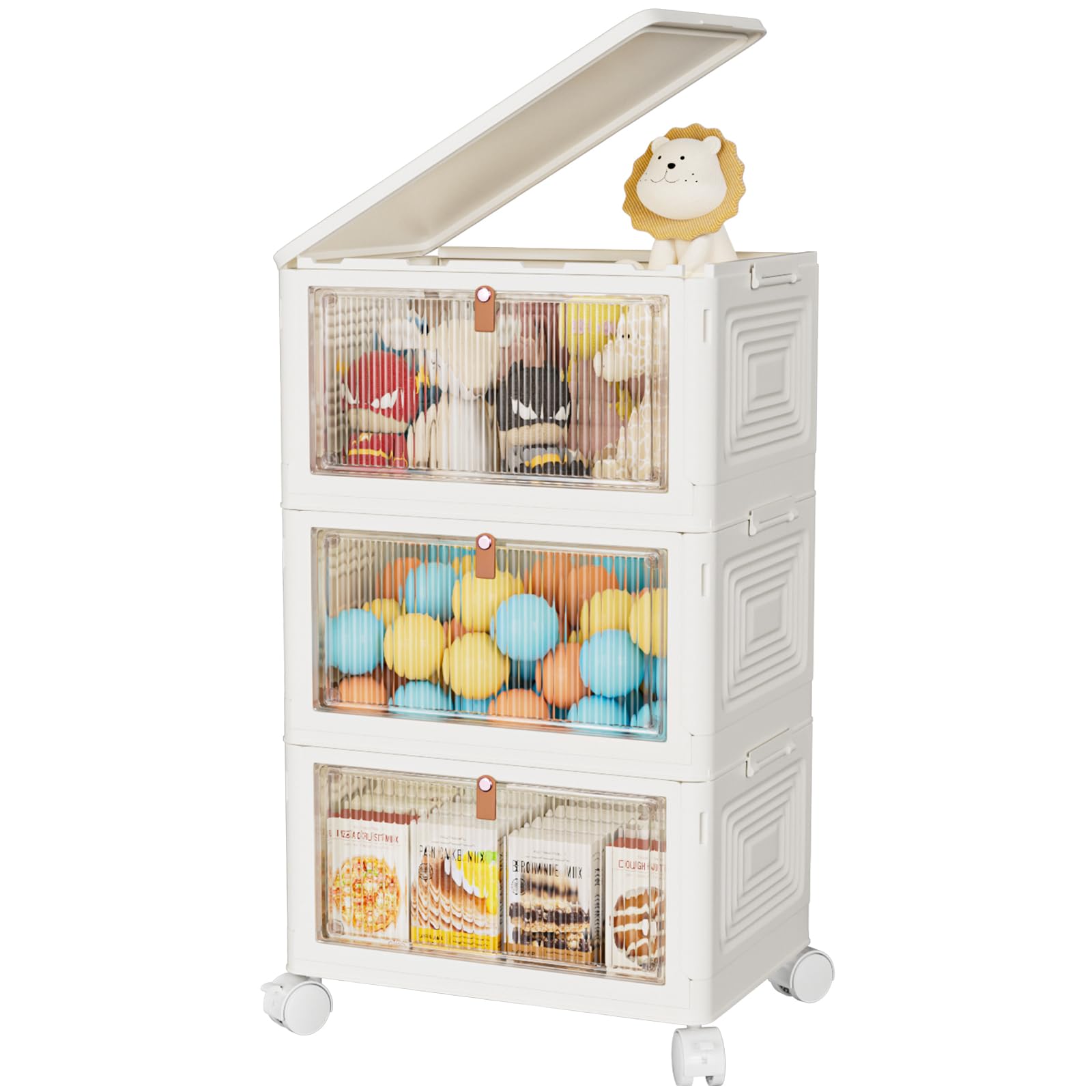 Photo 1 of 23Qt Storage Bins with Lids Plastic Storage Bin for Closet Organizer Large Boxes Clear Storage Containers Collapsible Storage Bins Stackable Storage Bins Storage Box with Door 3 Pack