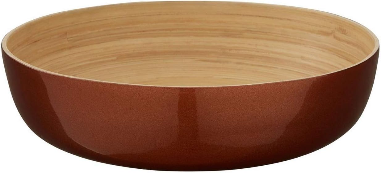 Kyoto Round Salad Bowl, Spun Bamboo, Metallic Rose Gold, H8 x W30 x D30cm - Image 3