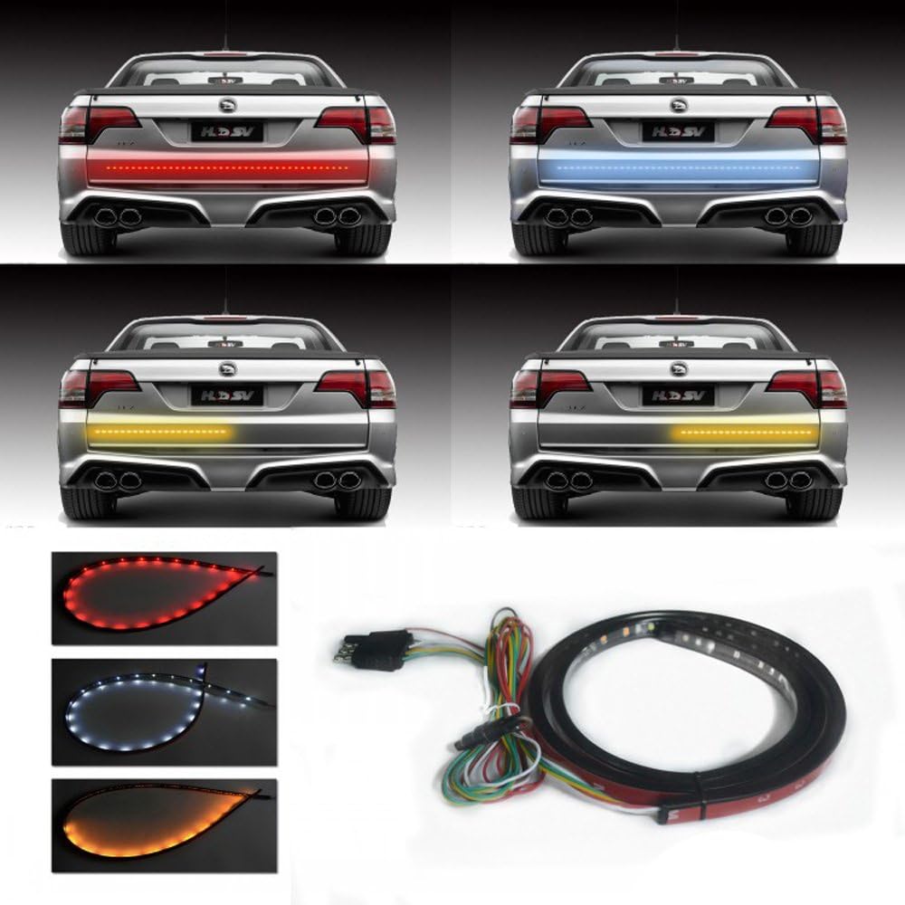 Homeyard 60" Red/White/Yellow Waterproof Tailgate LED strip Light Bar Truck Reverse Brake Turn Signal high brightness 120LEDs for Truck SUV Pickup Jeep RV