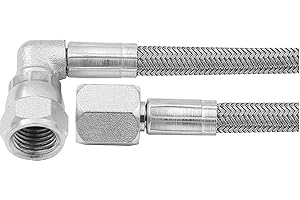 Allstar Performance an Hose Assembly, 18 in Long, 4 an Hose, 4 an Straight Female to 4 an 90 Degree Female, Braided Stainless, PTFE Lined, Each