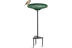 KESITO Bird Baths for Outdoors, Detachable Birdbaths for The Garden Clearance, Freestanding Bird Baths for Outdoors Heavy Duty, Bird Bath Bowl Spa & Birdfeeder with Metal Stake Stand, Circle Shape (Green)