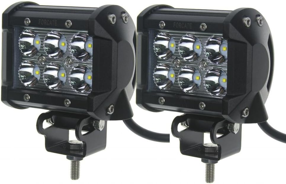 FORCATE Pack of 2 18w Cree Flood Led Work Light Bar Off-road SUV Boat 4x4 Jeep Lamp 4wd