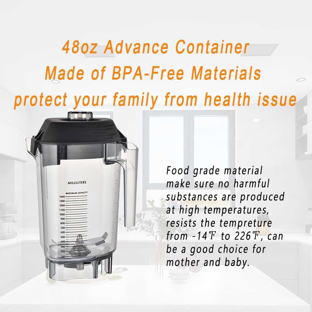 for Vitamix Blenders 48 oz Advance Container, replace Touch & Go, The Quiet One, Drink Machine, Barboss and Blending Station Advance Commercial Series Pitcher Jar Cup - 3 Year Warranty