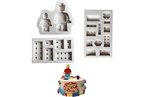 DWEARTY 3Pcs Chocolate Molds Silicone Set - Building Brick and Robot Mold - Easy Release and Non-Stick Moule Silicone - DIY H