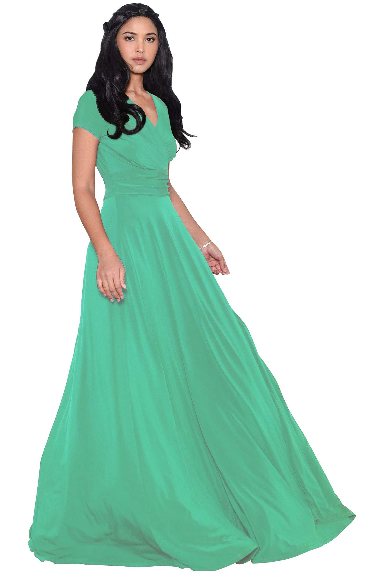 KOH-KOH-Petite-Womens-Long-Cap-Short-Sleeve-V-Neck-Flowy-Cocktail-Slimming-Summer-Sexy-Casual-Formal-Sun-Sundress-Work-Cute-Gown-Gowns-Maxi-Dress-Dresses-MossMint-Green-S-4-6