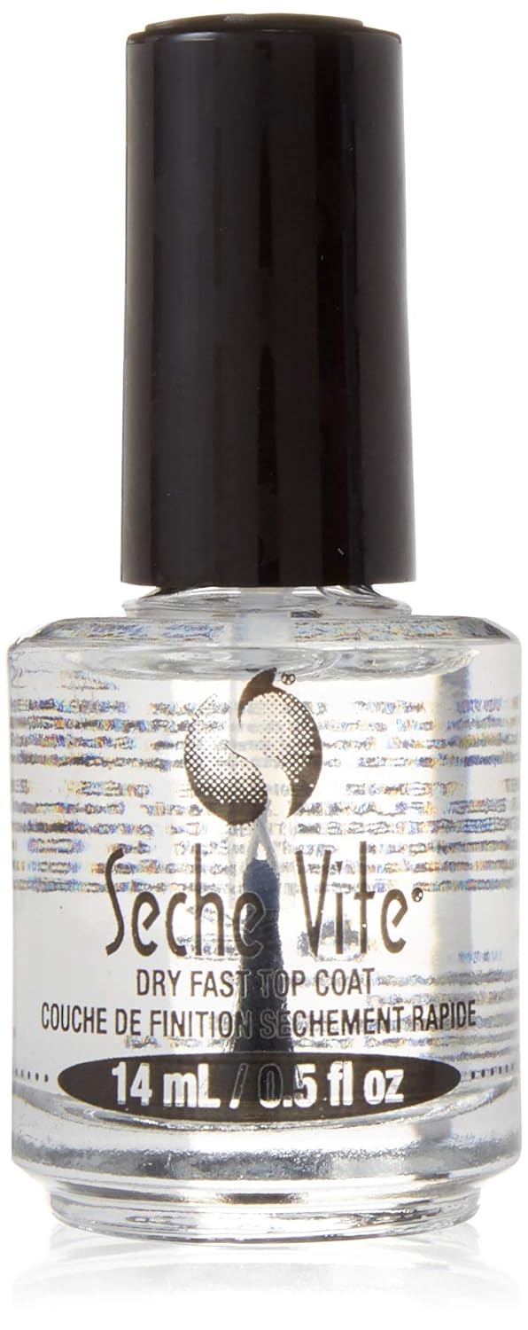 Seche Vite Dry Fast Top Coat Clear High Gloss Professional Nail Polish - 0.5oz Pack of 2
