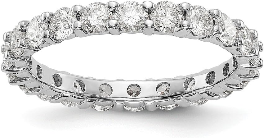 14ct White Gold Lab Grown Diamond SI1/SI2, G-H Shared Prong Eternity Band Ring for Women