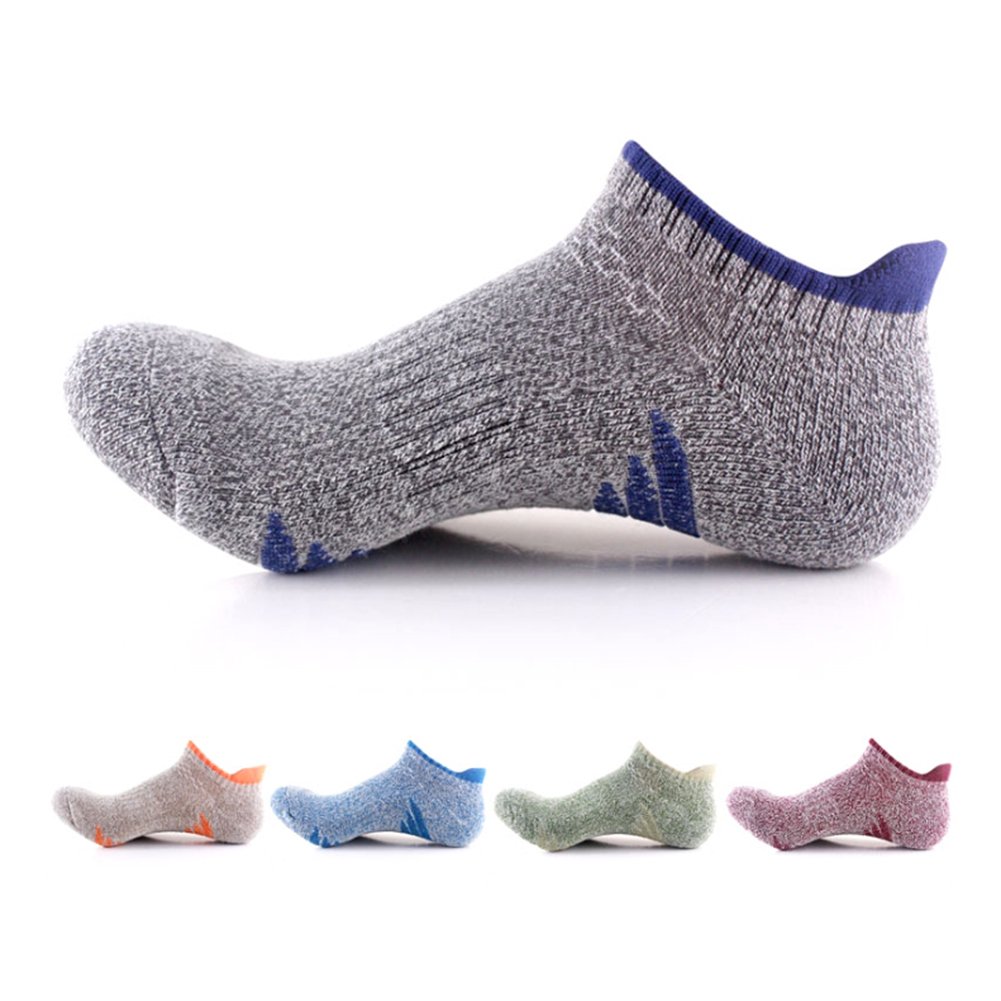 5 Pairs Men Women Low Cut Hiking Socks - No Blister Terry Cushion, Breathable, Moisture Wicking, Arch Support, for Outdoor Sports Running Walking Trekking Cycling Camping Golf Gym, Unisex UK Size 4-7